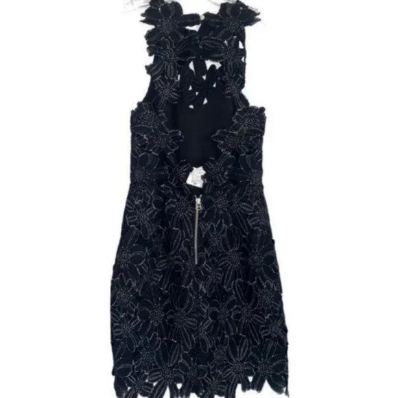 Saylor x Free People Jessa Foil Lace Dress in Black and Silver - Picture 6 of 9